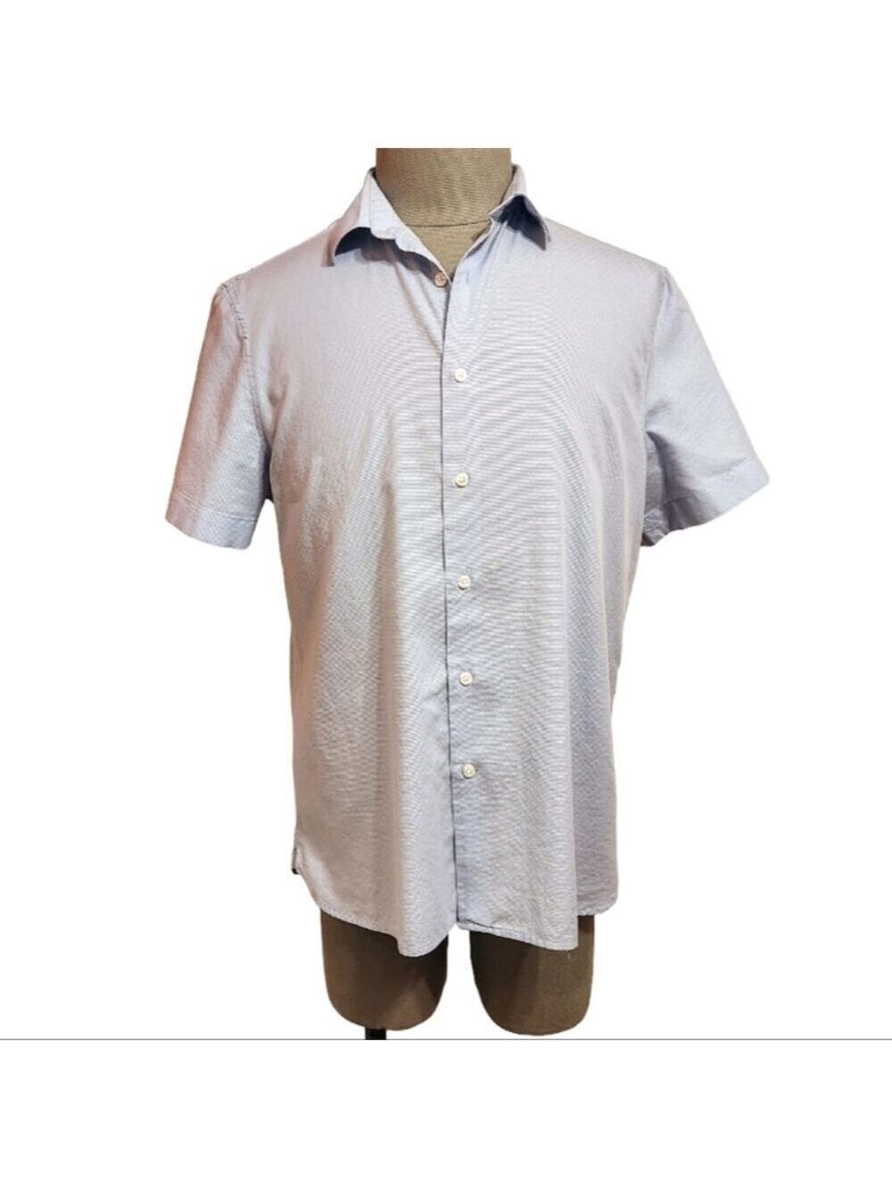 Perry Ellis Cotton Textured Short Sleeve Mens Button Front Shirt Large